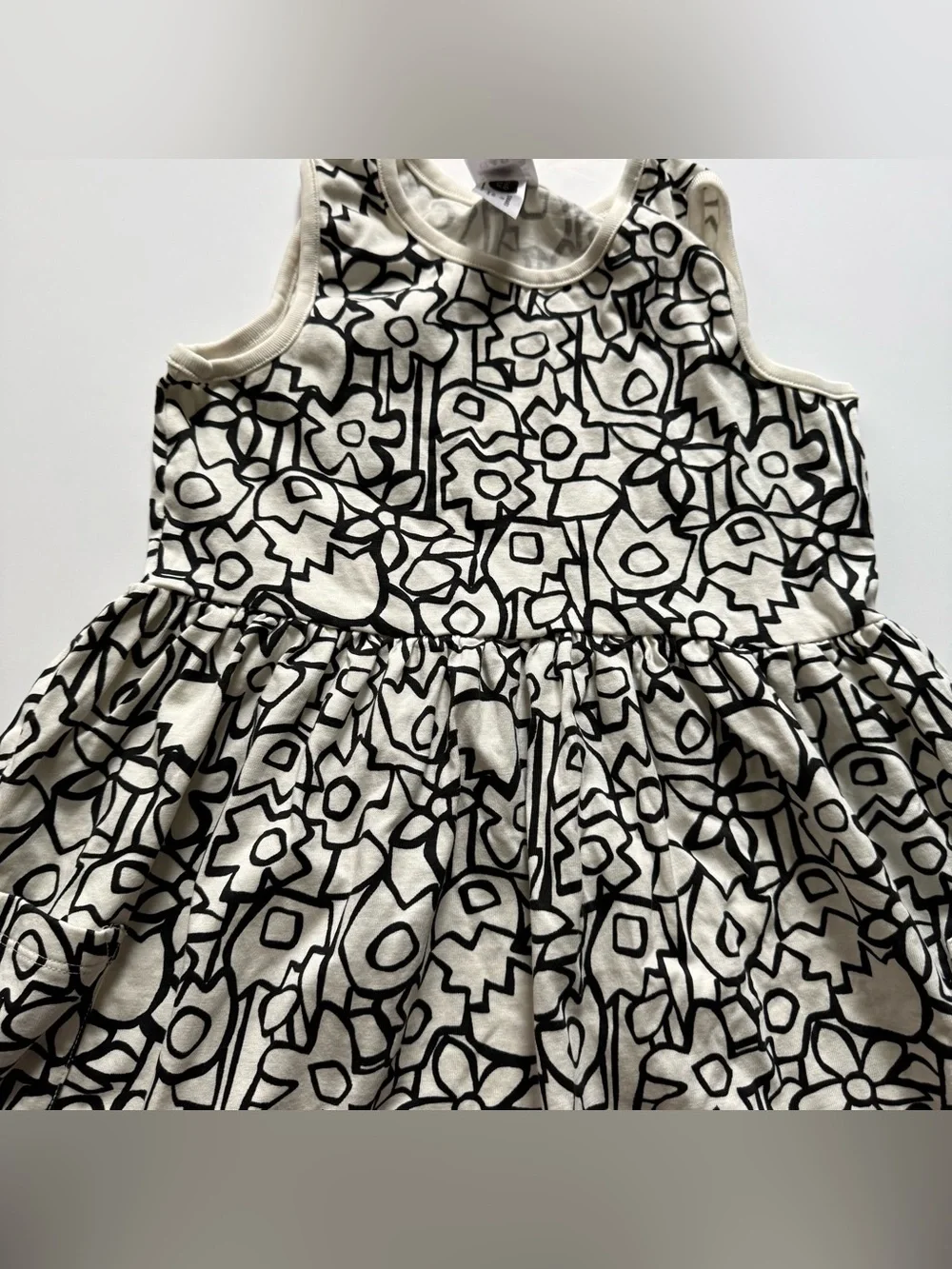 Hanna Andersson Black & White Floral Dress 8 years VGUC